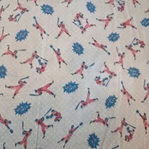 Pink and Blue Baseball Player Patterned Fabric